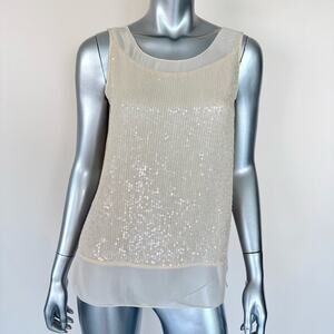 French Connection women beige top with sequins size 4 US